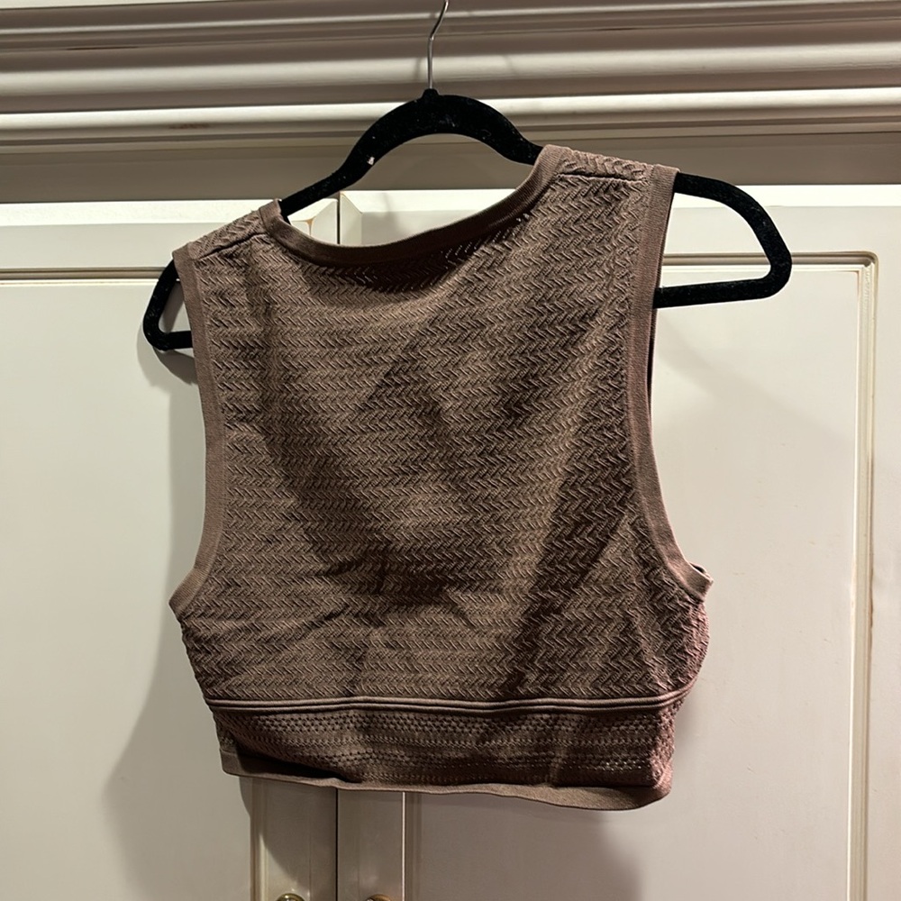 Aritzia Babaton Women Pointelle Knit Tank Deep Taupe Brown - Picture 2 of 2